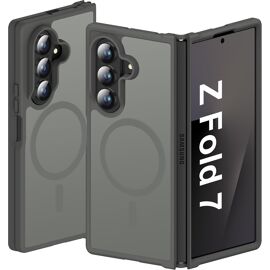 SJZG-Coque Magnétique Pour Samsung Z Fold 7 Compatible Avec Mag-Safe, Translucide Mat Antichoc Rigide Arrière Souple Bumper Coque Coque Pour Samsung Galaxy Z Fold 7, Gris