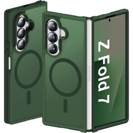 SJZG-Coque Magnétique Pour Samsung Z Fold 7 Compatible Avec Mag-Safe, Translucide Mat Antichoc Rigide Arrière Souple Bumper Coque Pour Samsung Galaxy Z Fold 7, Vert