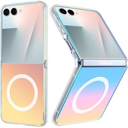 TRAHOO-Magnétique Irisée Coque pour Samsung Galaxy Z Flip7 Compatible avec Magsafe, Étui Housse Iridescent Mate Fluorescente Colorée Antichoc Anti-Rayures Translucide Holographique Case