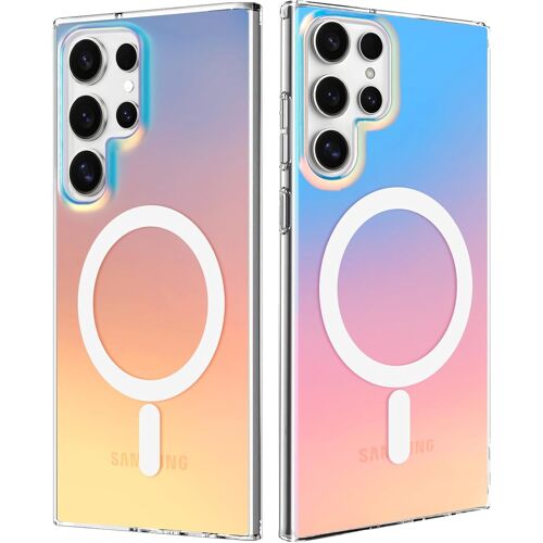 SJZG-Magnétique Irisée Coque Pour Samsung Galaxy S25 Ultra Compatible Avec Magsafe, Étui Housse Iridescent Mate Fluorescente Colorée Antichoc Anti-Rayures Translucide Holographique Case