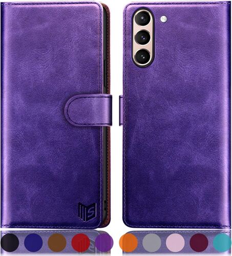 SJZG-Etui Coque Pour Samsung Galaxy S21 Fe [Rfid Blocage] [Magnétique Protection] Fentes Pour Cartes Protection Etui Housse Premium En Cuir Pu,Samsung S21 Fe Etui Portefeuille Violet