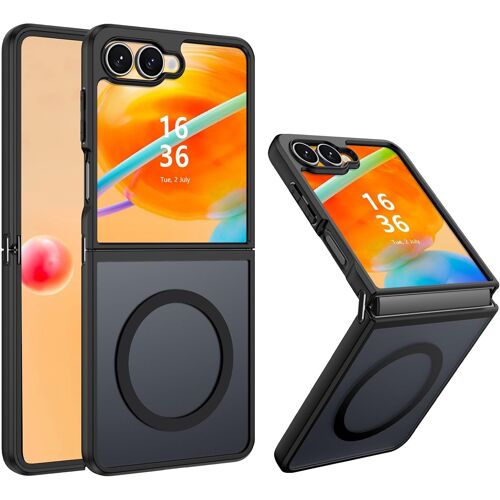 SJZG-Coque Magnétique Pour Samsung Galaxy Z Flip 7(2025),Compatible Avec Magsafe, Protection Étui Housse Antichoc Bumper, Anti Rayures Dos Translucide Mat Arrière Fine Pour Samsung Z Flip 7, Noir