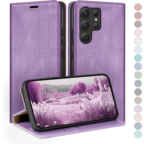 SJZG-Coque Pour Samsung Galaxy S25 Ultra Avec Rfid Blocage Etui À Rabat En Cuir De Premium,Fentes Pour Cartes,Coques De Case,Cover À Rabat Pour Samsung S25 Ultra Portefeuille Lilas Violet