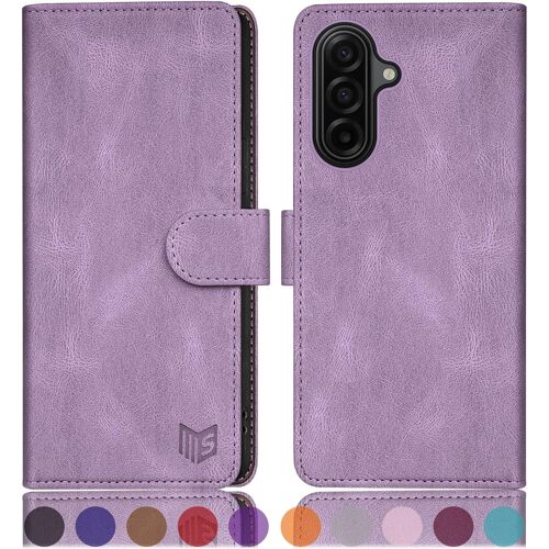 SJZG-Etui Coque Pour Samsung Galaxy A17 Pouces [Rfid Blocage] [Magnétique Protection] Fentes Pour Cartes Protection Etui Housse Premium En Cuir Pu Pour Samsung A17 Portefeuille Lilas Violet