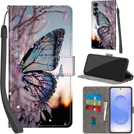 TRAHOO-Coque pour Samsung Galaxy S25 Cover [Housse en Cuir PU Premium] [Etui à Rabat] [Pochette de Portefeuille], Étui de Protection pour Samsung S25,Papillon