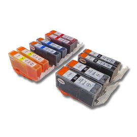 vhbw 10x cartouches remplacement pour Canon CLI-521Y, CLI-521M, PGI-520BK, CLI-521C, CLI-521BK pour imprimante avec puce