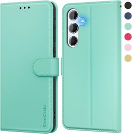 JGD-Coque pour Samsung Galaxy A55 5G Étui Protection à Rabat, [Pochette de Portefeuille] Antichoc Clapet Housse en Cuir Case, Vert Menthe