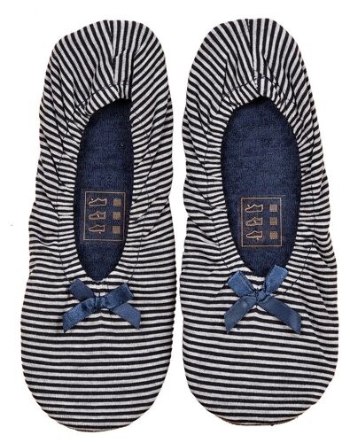 Pantoufles Femme Infinitif Chaussons Ballerines Ballerine Rayures Marines