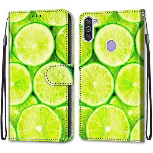 Sjzg-Coque Pour Samsung Galaxy M11 / A11, Etui En Cuir Pu Portefeuille Housse Coque Avec 360 Degrés Silicone Antichoc Protection Cover Cuir Pochette Magnétique Und Flip Béquille (Citron)