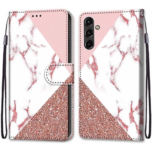 Coque Pour Samsung Galaxy A14 5g, Etui En Cuir Pu Portefeuille Housse Coque Avec 360 Degres Silicone Antichoc Protection Cover Cuir Pochette Magnetique Und Flip Bequille (Marbre)