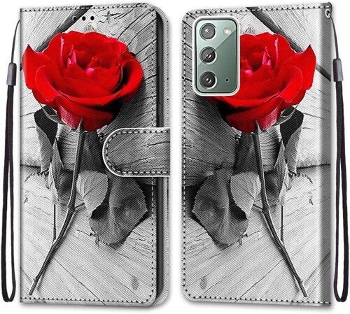 Etui ¿¿ Rabat En Pu Cuir Pour Samsung Galaxy Note20 Flip Portefeuille Coque De Protection Avec Motif Charmant Pochette En Simili Cuir Carte Fentes Coque Pour Samsung Galaxy Note20,Rose Rouge