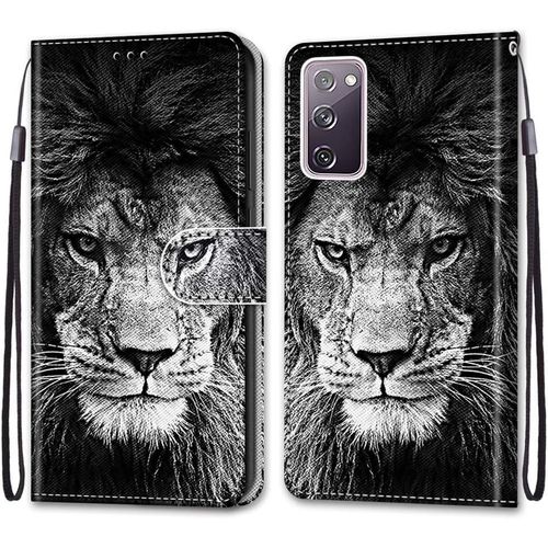Coque Pour Samsung Galaxy S20 Fe 5g / S20 Fe Lite, Etui En Cuir Pu Portefeuille Housse Coque Avec 360 Degres Silicone Protection Cover Cuir Pochette Magnetique Flip Bequille (Lion)