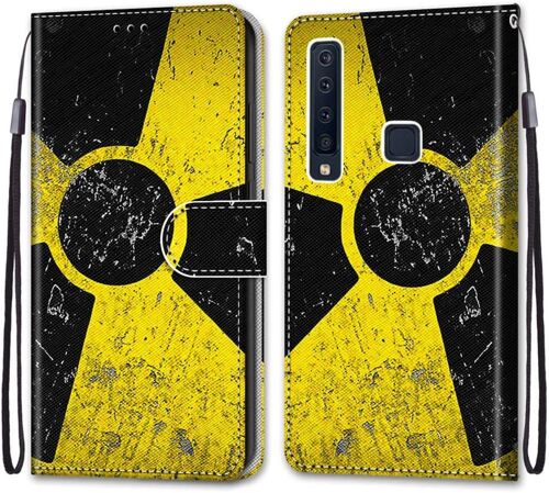 Coque Pour Samsung A9s Portefeuille Etui ¿¿ Rabat En Pu Cuir Avec Motif,Poche Porte-Cartes,Multi-Usage Peint Housse Cuir Case Magn¿¿Tique Noir Jaune Protection Pour Samsung Galaxy A9 2018/A9s