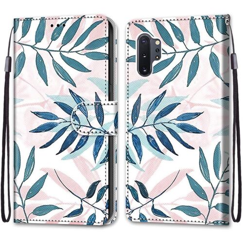 SJZG-Coque Pour Samsung Galaxy Note 10 Plus, Etui En Cuir Pu Portefeuille Housse Coque Avec 360 Degrés Silicone Antichoc Protection Cover Cuir Pochette Magnétique Und Flip Béquille (Conifère)