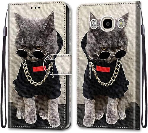 SJZG-Coque Pour Samsung Galaxy J7 2016/J710, Etui En Cuir Pu Portefeuille Housse Coque Avec 360 Degrés Silicone Antichoc Protection Cover Cuir Pochette Magnétique Und Flip Béquille (Chats 3)
