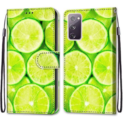 Coque Pour Samsung Galaxy S20 Fe 5g / S20 Fe Lite, Cuir Portefeuille Etui Housse En Pu Avec Porte Cartes, Fonction De Support, Magnetique Protection Integrale Avec Antichoc Tpu (Citron)