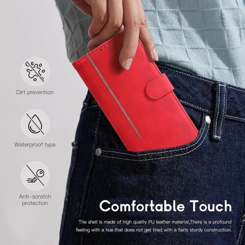 TIANYI-Coque pour Motorola Moto G75 [RFID Blocage] [Premium PU] [ Pochette de Portefeuille ] [Fentes pour Cartes] Etui à Rabat pour Motorola Moto G75 (Rouge)