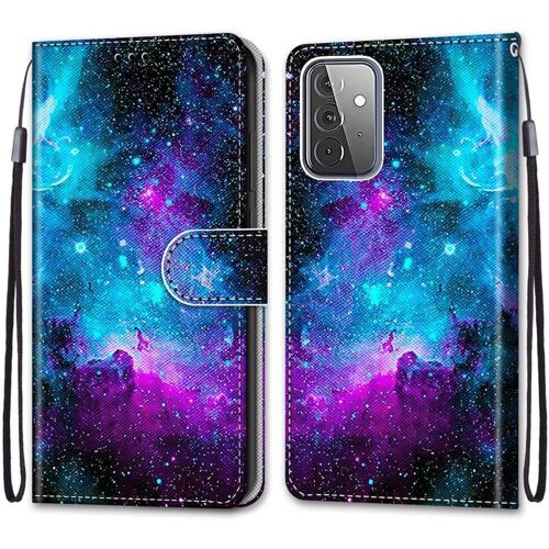 SJZG-Coque Pour Samsung Galaxy A72 5G, Etui En Cuir Pu Portefeuille Housse Coque Avec 360 Degrés Silicone Antichoc Protection Cover Cuir Pochette Magnétique Und Flip Béquille (Ciel Étoilé)