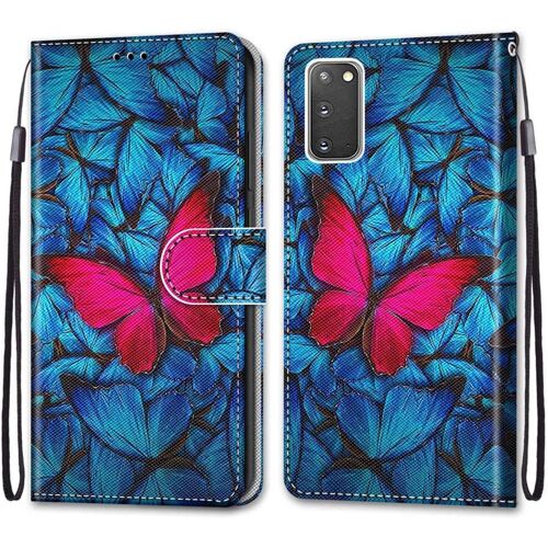 SJZG-Coque Pour Samsung Galaxy S20, Etui En Cuir Pu Portefeuille Housse Coque Avec 360 Degrés Silicone Antichoc Protection Cover Cuir Pochette Magnétique Und Flip Béquille (Papillon)