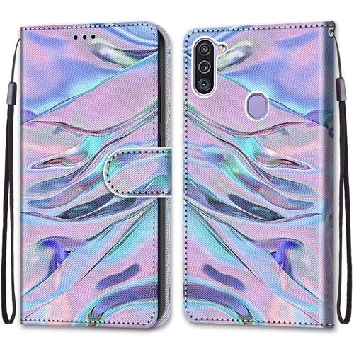 Sjzg-Coque Pour Samsung Galaxy M11 / A11, Etui En Cuir Pu Portefeuille Housse Coque Avec 360 Degrés Silicone Antichoc Protection Cover Cuir Pochette Magnétique Und Flip Béquille (Fluorescent)