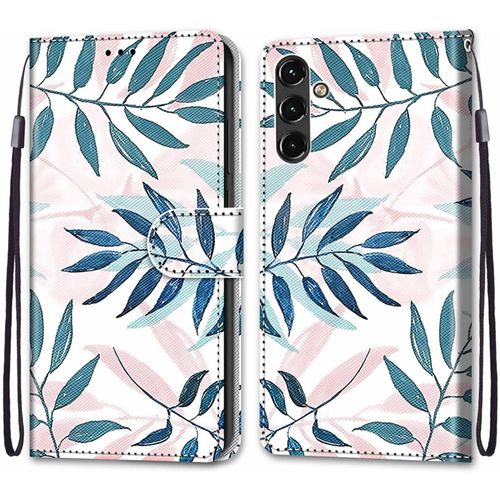 Coque Pour Samsung Galaxy A14 5g, Etui En Cuir Pu Portefeuille Housse Coque Avec 360 Degres Silicone Antichoc Protection Cover Cuir Pochette Magnetique Und Flip Bequille (Conifere)