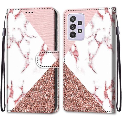 Sjzg-Coque Pour Samsung Galaxy A52 5g, Etui En Cuir Pu Portefeuille Housse Coque Avec 360 Degrés Silicone Antichoc Protection Cover Cuir Pochette Magnétique Und Flip Béquille (Marbre)