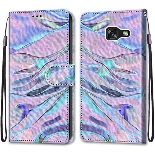 SJZG-Coque Pour Samsung Galaxy A5 2017/ A520, Etui En Cuir Pu Portefeuille Housse Coque Avec 360 Degrés Silicone Antichoc Protection Cover Cuir Pochette Magnétique Flip Béquille (Fluorescent)