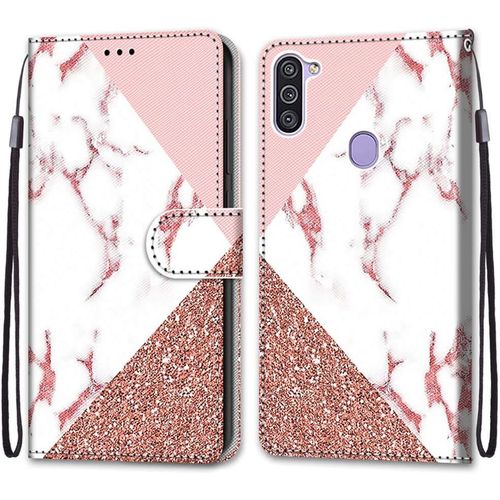 Sjzg-Coque Pour Samsung Galaxy M11 / A11, Etui En Cuir Pu Portefeuille Housse Coque Avec 360 Degrés Silicone Antichoc Protection Cover Cuir Pochette Magnétique Und Flip Béquille (Marbre)