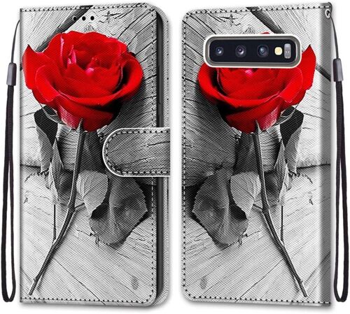 SJZG-Coque Pour Samsung Galaxy S10 Plus, Etui En Cuir Pu Portefeuille Housse Coque Avec 360 Degrés Silicone Antichoc Protection Cover Cuir Pochette Magnétique Und Flip Béquille (Rose)