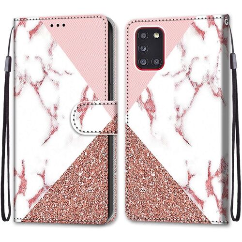SJZG-Coque Pour Samsung Galaxy A31, Etui En Cuir Pu Portefeuille Housse Coque Avec 360 Degrés Silicone Antichoc Protection Cover Cuir Pochette Magnétique Und Flip Béquille (Marbre)