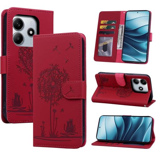 SJZG-Coque Pour Xiaomi Redmi Note 14 5G - [Housse En Cuir Pu Premium] [Pochette De Portefeuille], Étui De Protection Pour Redmi Note 14 5G (Rouge)