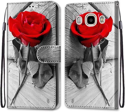 SJZG-Coque Pour Samsung Galaxy J7 2016/J710, Etui En Cuir Pu Portefeuille Housse Coque Avec 360 Degrés Silicone Antichoc Protection Cover Cuir Pochette Magnétique Und Flip Béquille (Rose)