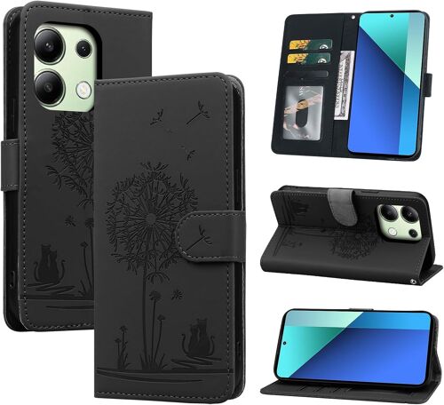 SJZG-Coque Pour Xiaomi Redmi Note 13 4G - [Housse En Cuir Pu Premium] [Pochette De Portefeuille], Étui De Protection Pour Redmi Note 13 4G (Noir)