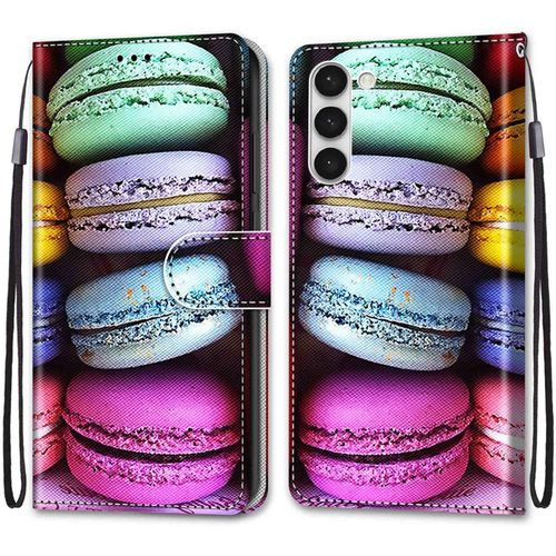 Coque Pour Samsung Galaxy S23, Etui En Cuir Pu Portefeuille Housse Coque Avec 360 Degres Silicone Antichoc Protection Cover Cuir Pochette Magnetique Und Flip Bequille (Macarons)