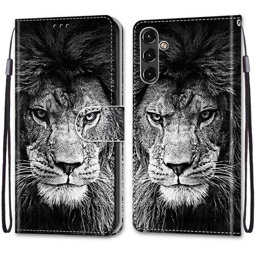 Coque Pour Samsung Galaxy A14 5g, Etui En Cuir Pu Portefeuille Housse Coque Avec 360 Degres Silicone Antichoc Protection Cover Cuir Pochette Magnetique Und Flip Bequille (Lion)