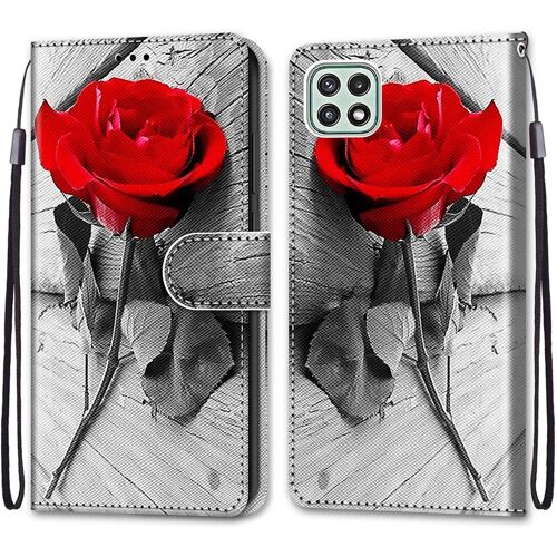 SJZG-Coque Pour Samsung Galaxy A22 5G, Etui En Cuir Pu Portefeuille Housse Coque Avec 360 Degrés Silicone Antichoc Protection Cover Cuir Pochette Magnétique Und Flip Béquille (Rose)