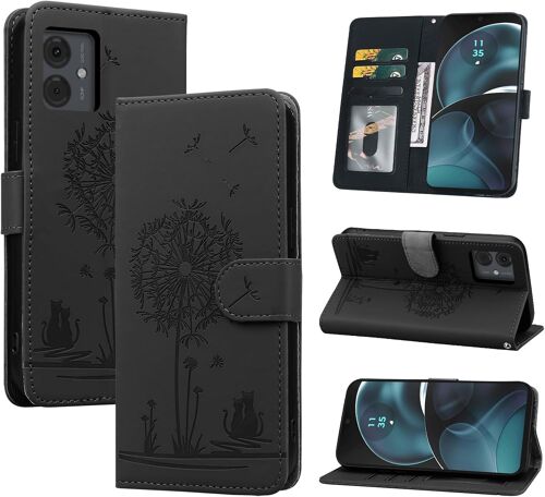 TIANYI-Coque pour Motorola Moto G14 - [Housse en Cuir PU Premium] [Pochette de Portefeuille], Étui de Protection pour Motorola Moto G14 (Noir)