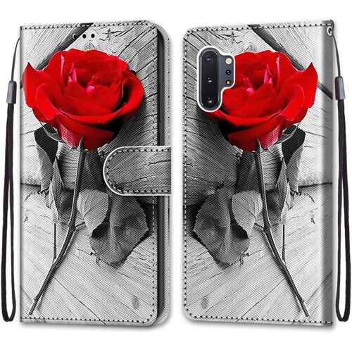 SJZG-Coque Pour Samsung Galaxy Note 10 Plus, Etui En Cuir Pu Portefeuille Housse Coque Avec 360 Degrés Silicone Antichoc Protection Cover Cuir Pochette Magnétique Und Flip Béquille (Rose)