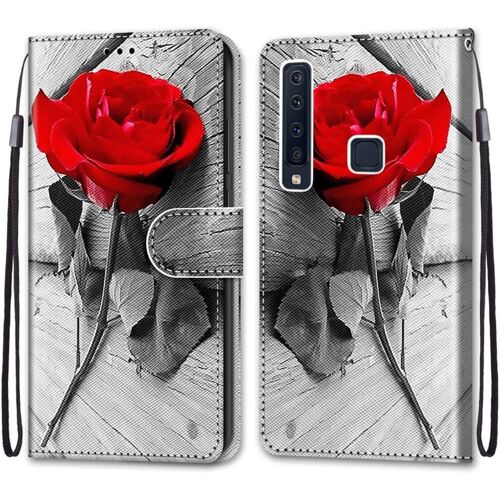 Etui ¿¿ Rabat En Pu Cuir Pour Samsung A9s Flip Portefeuille Coque De Protection Avec Motif Charmant Pochette En Simili Cuir Carte Fentes Coque Pour Samsung Galaxy A9 2018/A9s 6.3"",Rose Rouge
