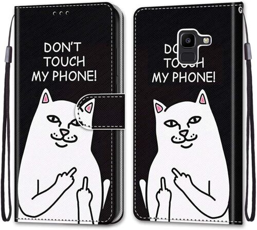 Coque Pour Samsung Galaxy J6 2018/J600, Etui En Cuir Pu Portefeuille Housse Coque Avec 360 Degres Silicone Antichoc Protection Cover Cuir Pochette Magnetique Und Flip Bequille (Chat 5)