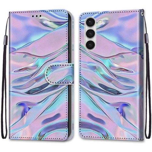 Coque Pour Samsung Galaxy S23, Etui En Cuir Pu Portefeuille Housse Coque Avec 360 Degres Silicone Antichoc Protection Cover Cuir Pochette Magnetique Und Flip Bequille (Fluorescent)
