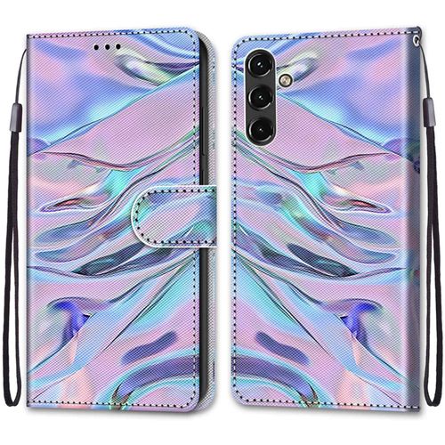 Coque Pour Samsung Galaxy A14 5g, Etui En Cuir Pu Portefeuille Housse Coque Avec 360 Degres Silicone Antichoc Protection Cover Cuir Pochette Magnetique Und Flip Bequille (Fluorescent)