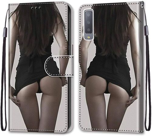 Coque Pour Samsung Galaxy A7 2018 / A750, Etui En Cuir Pu Portefeuille Housse Coque Avec 360 Degres Silicone Antichoc Protection Cover Cuir Pochette Magnetique Flip Bequille (Fille Sexy)