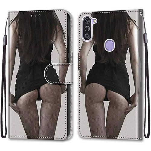 Sjzg-Coque Pour Samsung Galaxy M11 / A11, Etui En Cuir Pu Portefeuille Housse Coque Avec 360 Degrés Silicone Antichoc Protection Cover Cuir Pochette Magnétique Und Flip Béquille (Fille Sexy)