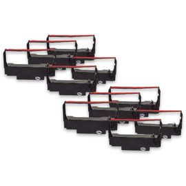 vhbw 10x Ruban encreur remplacement pour Epson ERC-38 B/R, ERC-34, ERC-30 pour imprimante matricielle ou de reçus - noir-rouge