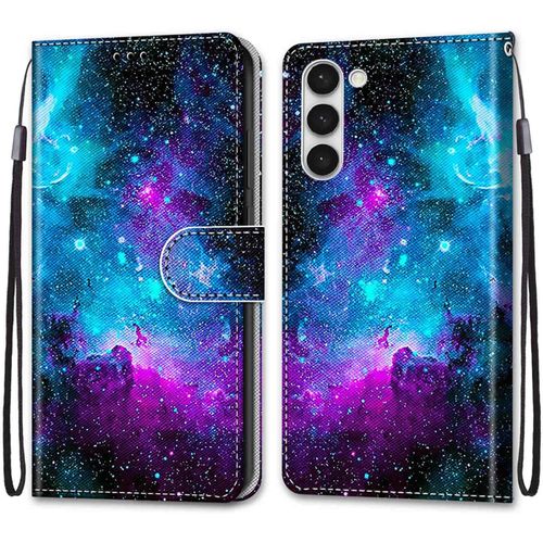 Coque Pour Samsung Galaxy S23, Etui En Cuir Pu Portefeuille Housse Coque Avec 360 Degres Silicone Antichoc Protection Cover Cuir Pochette Magnetique Und Flip Bequille (Ciel Etoile)