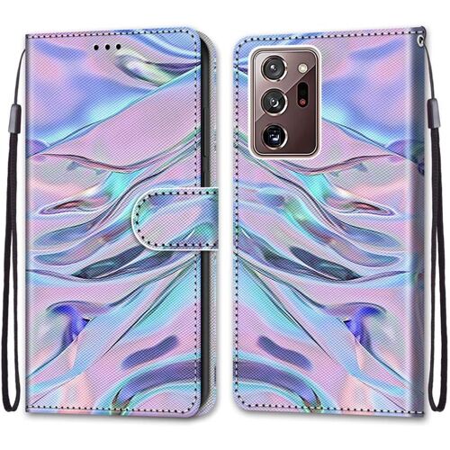 SJZG-Coque Pour Samsung Galaxy Note 20 Ultra, Etui En Cuir Pu Portefeuille Housse Coque Avec 360 Degrés Silicone Antichoc Protection Cover Cuir Pochette Magnétique Und Flip Béquille (Fluorescent)