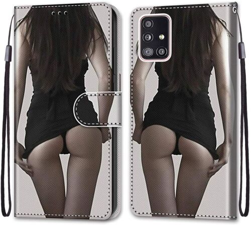 SJZG-Coque Pour Samsung Galaxy A51 5G, Etui En Cuir Pu Portefeuille Housse Coque Avec 360 Degrés Silicone Antichoc Protection Cover Cuir Pochette Magnétique Und Flip Béquille (Fille Sexy)