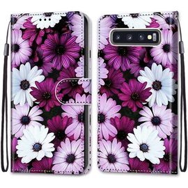 Sjzg-Coque Pour Samsung Galaxy S10 Plus, Etui En Cuir Pu Portefeuille Housse Coque Avec 360 Degrés Silicone Antichoc Protection Cover Cuir Pochette Magnétique Und Flip Béquille (Fleur 2)
