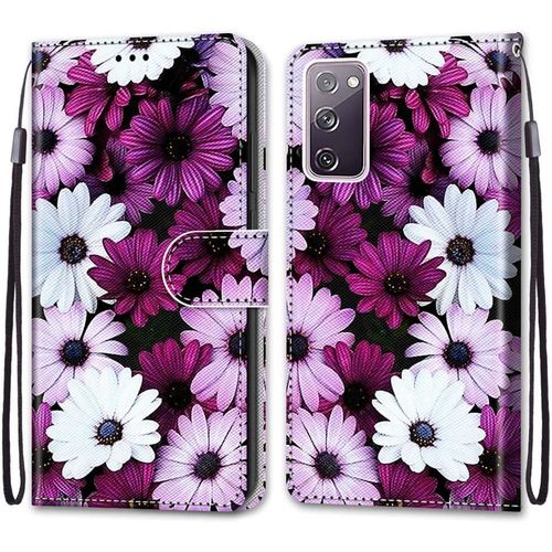 Coque Pour Samsung Galaxy S20 Fe 5g / S20 Fe Lite, Etui En Cuir Pu Portefeuille Housse Coque Avec 360 Degres Silicone Protection Cover Cuir Pochette Magnetique Flip Bequille (Fleur 2)